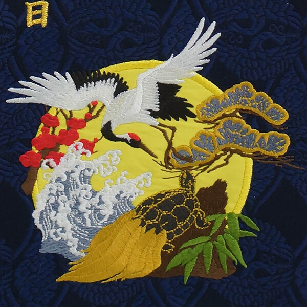 刺繍仕立て名前旗飾り 萬寿（特中） 毛せん付き※名前・生年月日部分は刺繍