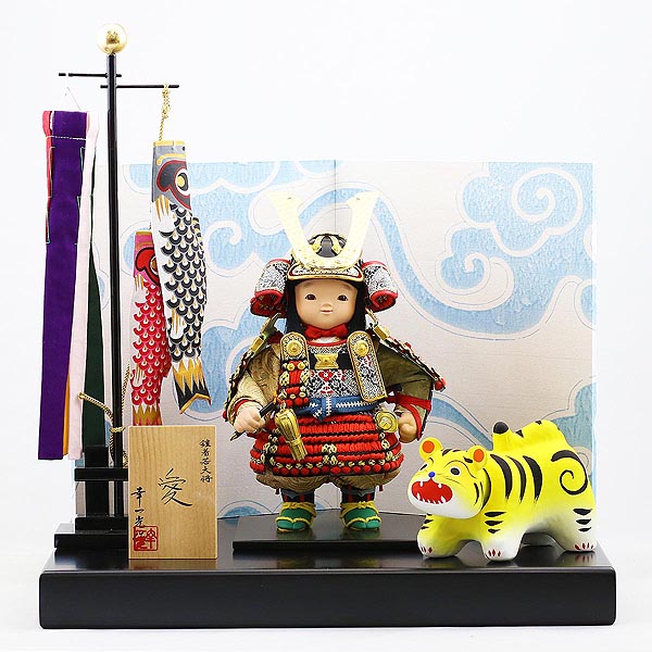 五月人形 鎧兜、虎張子セット 飾り台 虎柄 85×44 布張り