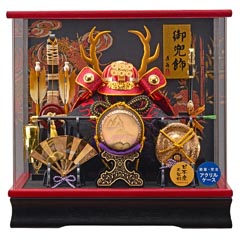 五月人形: 豪将 兜飾り アクリルケース飾り オルゴール付き 【G4-7】