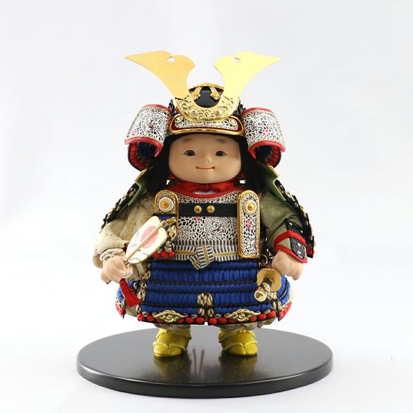 幸一光　 五月人形　星丸（ほしまる） 黒小札青糸威 黒艶消塗台 二曲江戸唐紙屏風 鯉幟セット　詳細画像