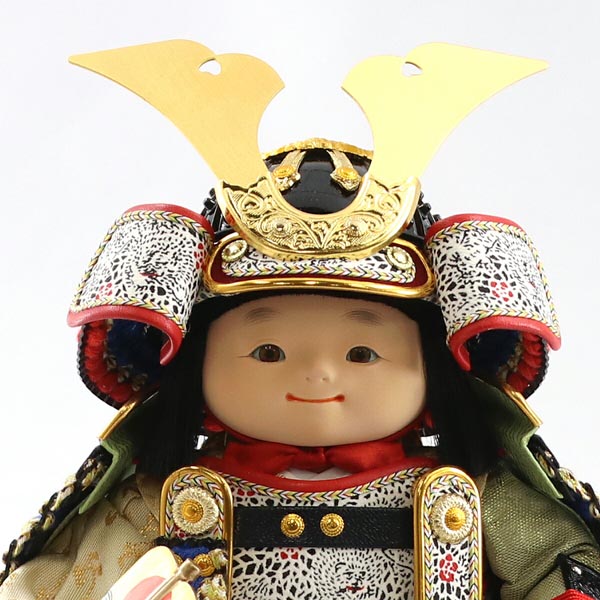 幸一光　 五月人形　星丸（ほしまる） 黒小札青糸威 黒艶消塗台 二曲江戸唐紙屏風 鯉幟セット　詳細画像