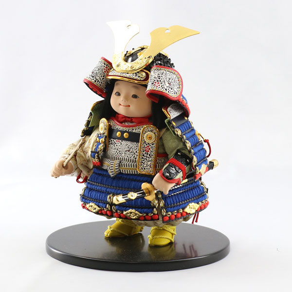 幸一光　 五月人形　星丸（ほしまる） 黒小札青糸威 弓太刀 高級木材使用飾り台・衝立セット　詳細画像