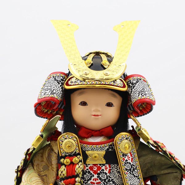 幸一光　 五月人形　愛（いと） 黒小札赤糸威 黒艶消塗台 二曲江戸唐紙屏風 鯉幟セット　詳細画像