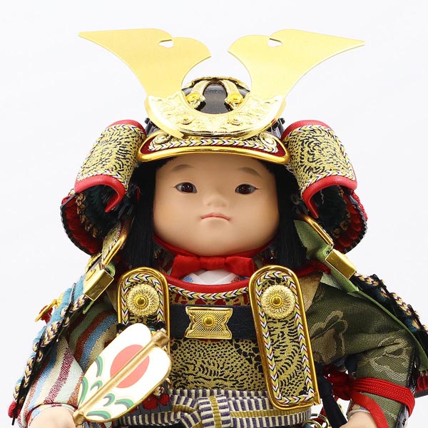 幸一光　 五月人形　海（かい） 黒小札縹威 黒艶消塗台 二曲江戸唐紙屏風 鯉幟セット　詳細画像