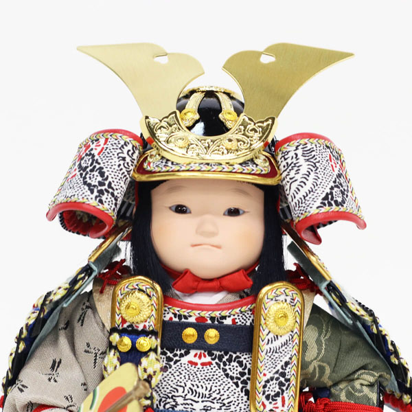 幸一光　 五月人形　希（のぞみ） 黒小札紺裾濃威 鯉幟 黒塗り金バック ガラスケース飾り　詳細画像