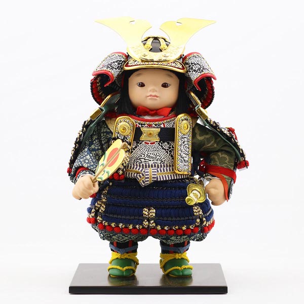 幸一光　 五月人形　翔（しょう） 黒小札紺糸威 黒艶消塗台 二曲江戸唐紙屏風 鯉幟セット　詳細画像