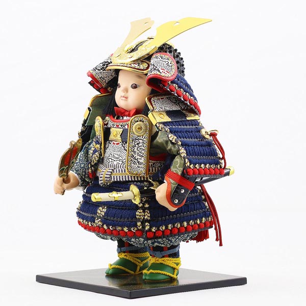 幸一光　 五月人形　翔（しょう） 黒小札紺糸威 黒艶消塗台 二曲江戸唐紙屏風 鯉幟セット　詳細画像