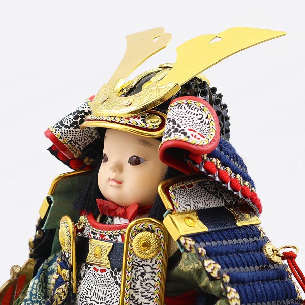 幸一光　 五月人形　翔（しょう） 黒小札紺糸威 黒艶消塗台 二曲江戸唐紙屏風 鯉幟セット　詳細画像