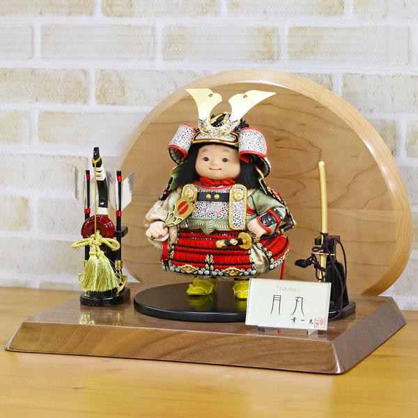幸一光　 五月人形　月丸（つきまる） 黒小札赤糸威 弓太刀 高級木材使用飾り台・衝立セット　詳細画像