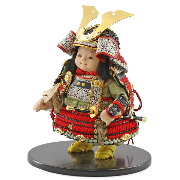幸一光　 五月人形　月丸（つきまる） 黒小札赤糸威 弓太刀 高級木材使用飾り台・衝立セット　詳細画像