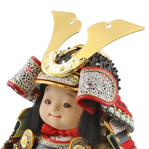 幸一光　 五月人形　月丸（つきまる） 黒小札赤糸威 弓太刀 高級木材使用飾り台・衝立セット　詳細画像