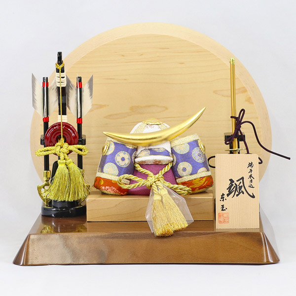 颯 「天」 伊達 高級木材使用台屏風 弓太刀 兜飾り