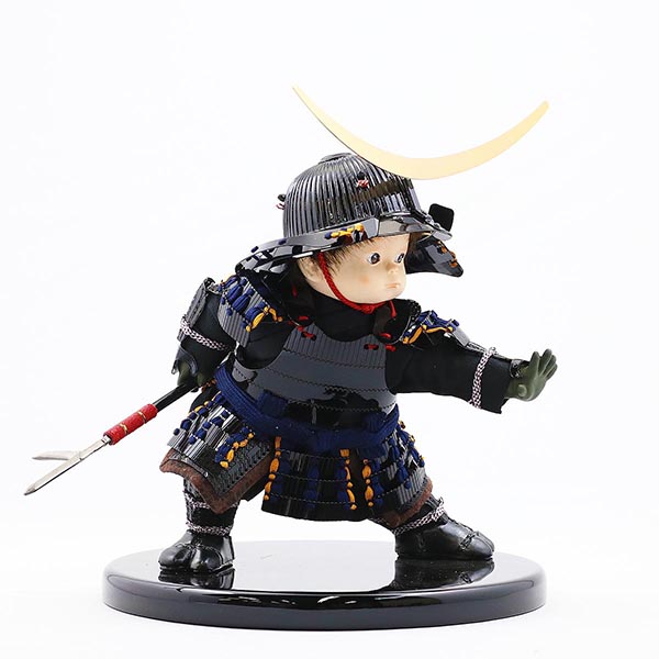 壹三　 五月人形　壹三作 もののふ童シリーズ 政宗参上 壱三（いちぞう） 黒塗ケース飾り　詳細画像