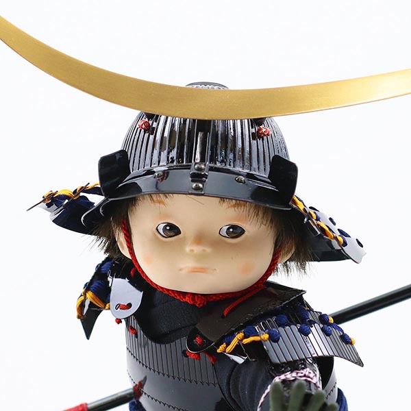 壹三　 五月人形　壹三作 もののふ童シリーズ 政宗参上 壱三（いちぞう） 黒塗ケース飾り　詳細画像