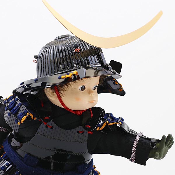 壹三　 五月人形　壹三作 もののふ童シリーズ 政宗参上 壱三（いちぞう） 黒塗ケース飾り　詳細画像