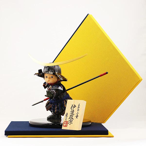 壹三　 五月人形　壹三作 もののふ童シリーズ 政宗参上 壱三（いちぞう） 伊達柄 菱形屏風　詳細画像