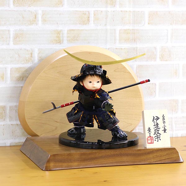 壹三作 もののふ童シリーズ 政宗参上 壱三(いちぞう) 高級木材使用台屏風