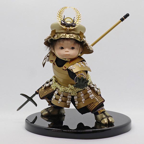 壹三　 五月人形　壹三作 もののふ童シリーズ 家康参上 壱三（いちぞう） 黒塗ケース飾り　詳細画像