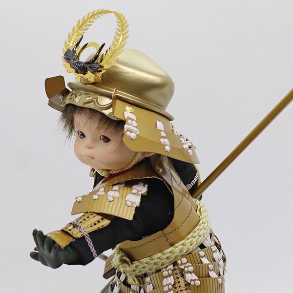 壹三　 五月人形　壹三作 もののふ童シリーズ 家康参上 壱三（いちぞう） 黒塗ケース飾り　詳細画像