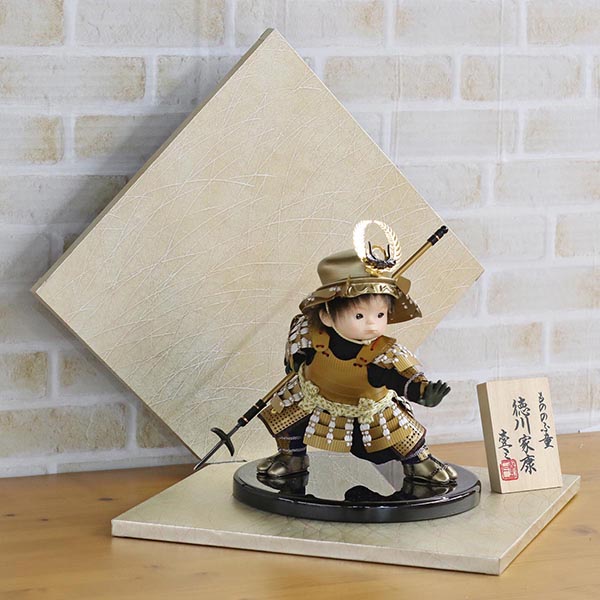 壹三　 五月人形　壹三作 もののふ童シリーズ 家康参上 壱三（いちぞう） 銀色 菱形屏風　詳細画像