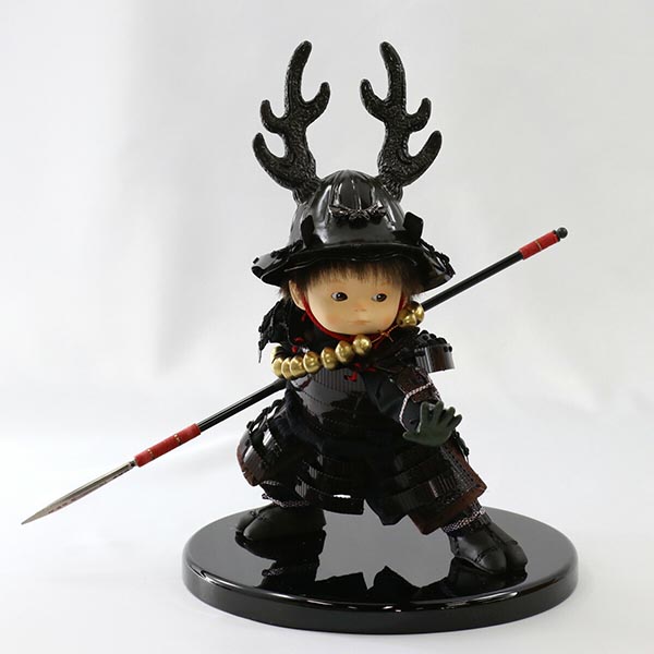 壹三　 五月人形　壹三作 もののふ童シリーズ 忠勝参上 壱三（いちぞう） 黒塗ケース飾り　詳細画像