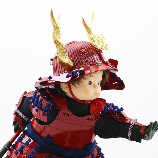壹三　 五月人形　壹三作 もののふ童シリーズ 幸村参上 壱三（いちぞう） 黒塗ケース飾り　詳細画像