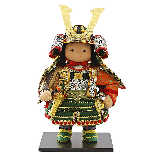 五月人形 幸一光 慧(けい) 金小札緑威 市松模様 木製 円形 三日月形飾り台(小) 詳細画像 幸一光 五月人形 慧(けい) 金小札緑威 市松模様 木製 円形 三日月形飾り台(小) 詳細画像