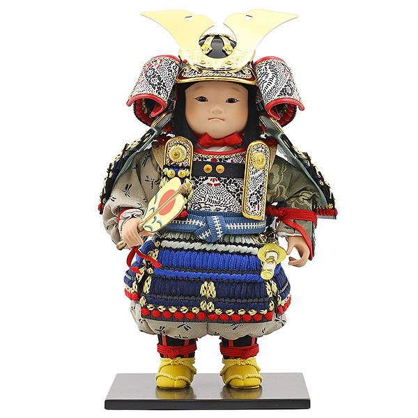 五月人形 幸一光 希(のぞみ) 黒小札紺裾濃威 鯉幟 ホワイトオーク材 市松文様バック ガラスケース 詳細画像 幸一光 五月人形 希(のぞみ) 黒小札紺裾濃威 鯉幟 ホワイトオーク材 市松文様バック ガラスケース 詳細画像