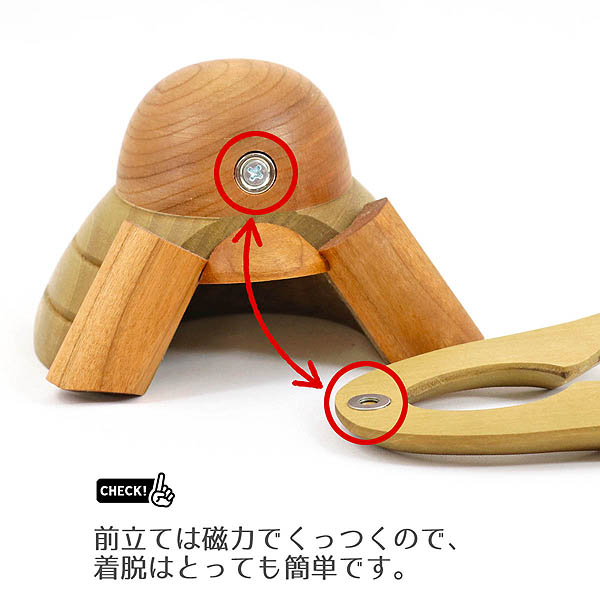 WOODY　 五月人形　木製 無垢材の兜 muku （むく） 立体大鍬形 弓・太刀 高級木材使用台屏風セット　詳細画像