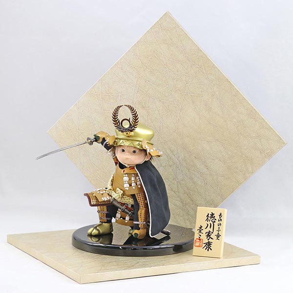 壹三　 五月人形　壹三作 もののふ童シリーズ 英雄見参 徳川家康 壱三（いちぞう） 銀色 菱形屏風　詳細画像