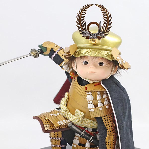壹三　 五月人形　壹三作 もののふ童シリーズ 英雄見参 徳川家康 壱三（いちぞう） 銀色 菱形屏風　詳細画像