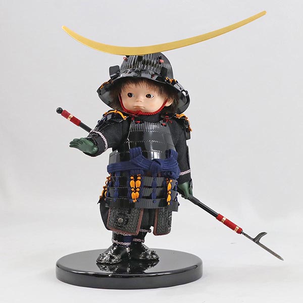 壹三　 五月人形　壹三作 もののふ童シリーズ 剣舞 伊達政宗 壱三（いちぞう） 黒塗ケース飾り　詳細画像