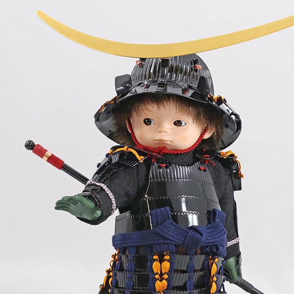 壹三　 五月人形　壹三作 もののふ童シリーズ 剣舞 伊達政宗 壱三（いちぞう） 黒塗ケース飾り　詳細画像
