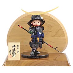 壹三作 もののふ童シリーズ 剣舞 伊達政宗 壱三(いちぞう) 高級木材使用台屏風