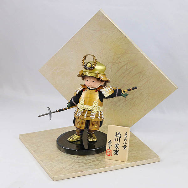 壹三　 五月人形　壹三作 もののふ童シリーズ 剣舞 徳川家康 壱三（いちぞう） 銀色 菱形屏風　詳細画像