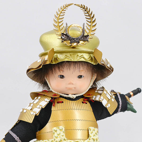 壹三　 五月人形　壹三作 もののふ童シリーズ 剣舞 徳川家康 壱三（いちぞう） 金屏風 ハードメイプル突板 円形台飾り　詳細画像