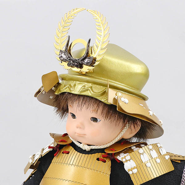 壹三　 五月人形　壹三作 もののふ童シリーズ 剣舞 徳川家康 壱三（いちぞう） 金屏風 ハードメイプル突板 円形台飾り　詳細画像