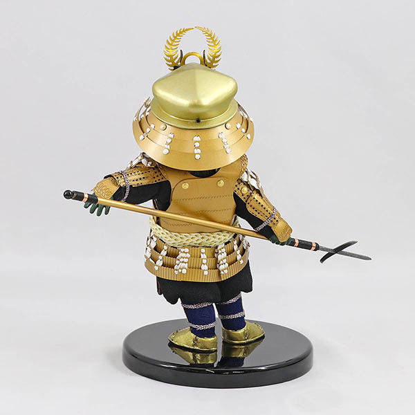 壹三　 五月人形　壹三作 もののふ童シリーズ 剣舞 徳川家康 壱三（いちぞう） 金屏風 ハードメイプル突板 円形台飾り　詳細画像