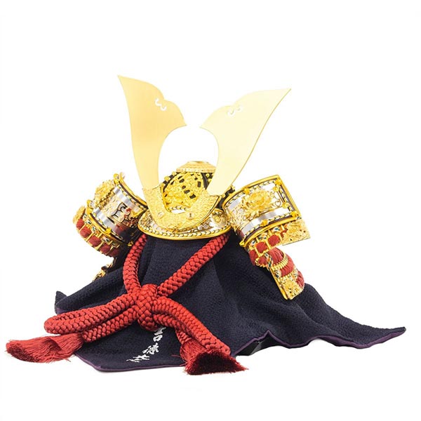 吉徳　 五月人形　雄山作 正絹赤絲縅 兜 収納飾り　詳細画像