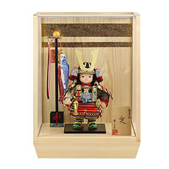 愛(いと) 黒小札赤糸威 鯉幟 二引き柄 白木 木目 アクリルケース