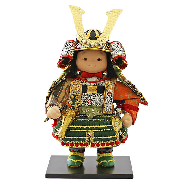 五月人形 幸一光 慧(けい) 金小札緑威 鯉幟 市松・四君子柄 黒塗り アクリルケース 詳細画像 幸一光 五月人形 慧(けい) 金小札緑威 鯉幟 市松・四君子柄 黒塗り アクリルケース 詳細画像