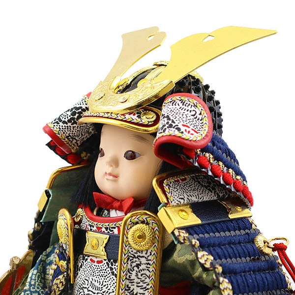 幸一光　 五月人形　翔（しょう） 黒小札紺糸威 鯉幟 市松・四君子柄 黒塗り アクリルケース　詳細画像