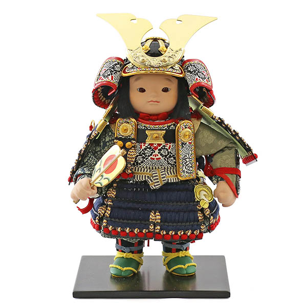 幸一光　 五月人形　翔（しょう） 黒小札紺糸威 鯉幟 二引き柄 白木 木目 アクリルケース　詳細画像