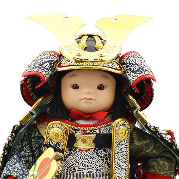 幸一光　 五月人形　翔（しょう） 黒小札紺糸威 鯉幟 二引き柄 白木 木目 アクリルケース　詳細画像