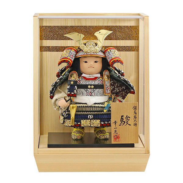 駿（しゅん） 紺段威 二引き柄 白木 木目 アクリルケース飾り