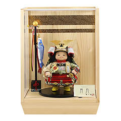 月丸(つきまる) 黒小札赤糸威 鯉幟 二引き柄 白木 木目 アクリルケース飾り
