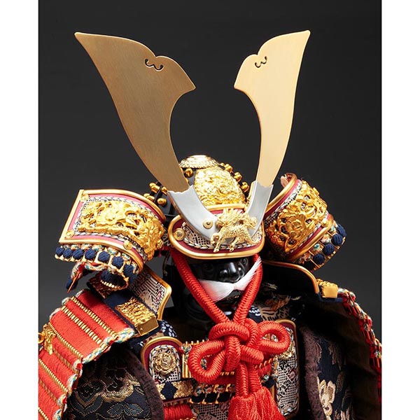 久月　 五月人形　久月作 麒麟児大鎧 収納飾り 正絹 朱糸縅 麒麟児春慶屏風 利光監製　詳細画像
