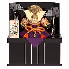 五月人形: 平安道斎作 正絹萌黄色々縅 純金箔押兜 収納飾り 【874S63552】