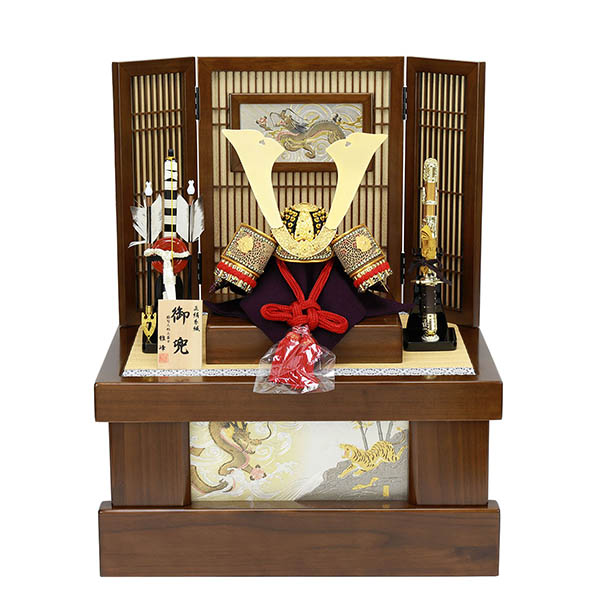 雅峰作 正絹糸縅 兜 木目 収納箱 収納飾り