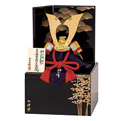 五月人形: 雄山作 収納竹雀之兜 会津塗 収納飾り